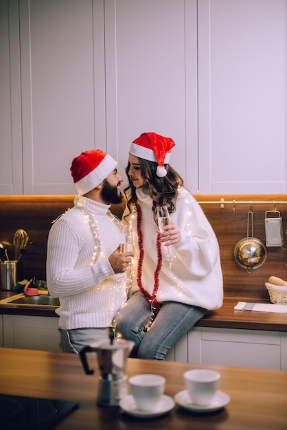 A loving couple celebrates Christmas