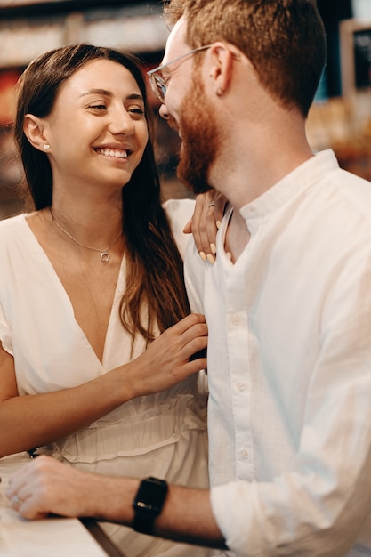 Loving couple in a coffee shop