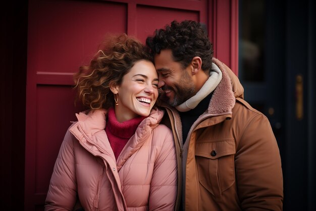 Loving couple happy moment portrait