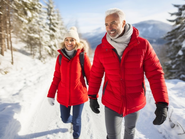 Loving couple is enjoying a romantic winter day