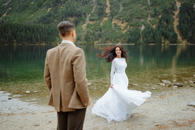 Loving couple at the lake