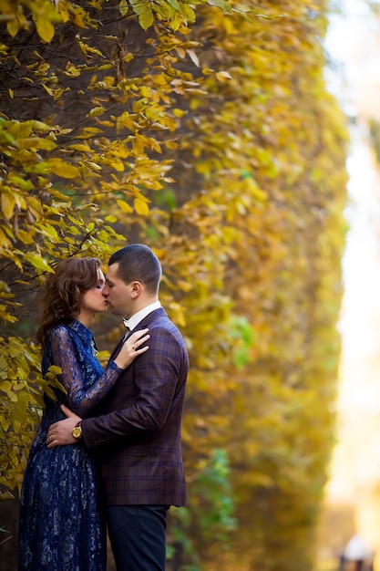 Loving couple in love in the park