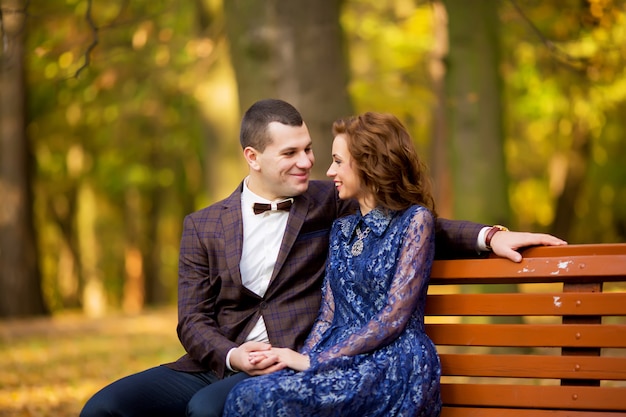 Loving couple in love in the park