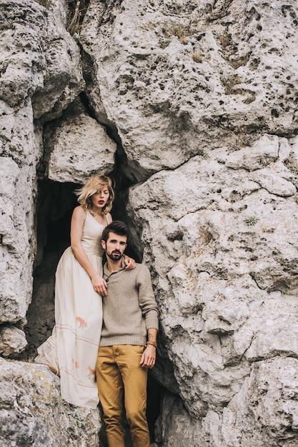 loving couple in the mountains