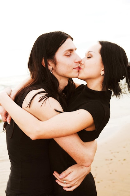 Loving couple near the sea