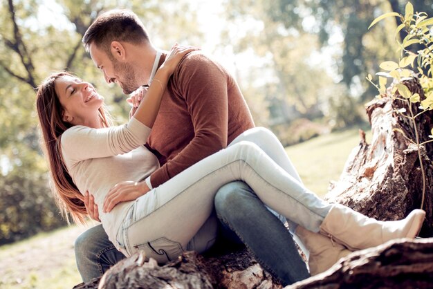 Loving couple in the park