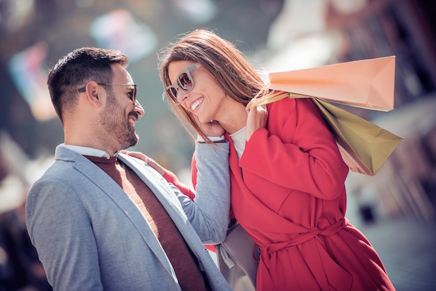 Loving couple shopping