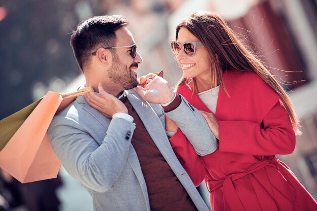 Loving couple shopping