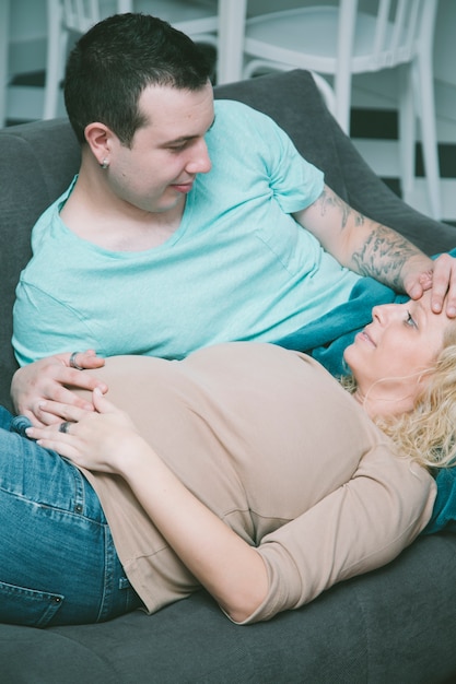 Loving couple wait for baby