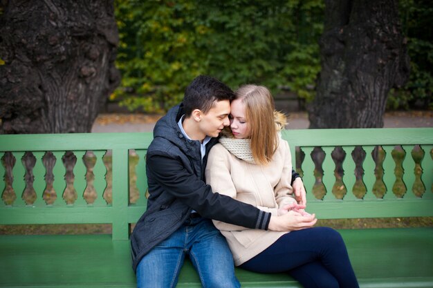 Loving couple walking in the Park.