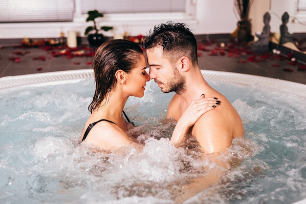 Loving couple in the wellness center