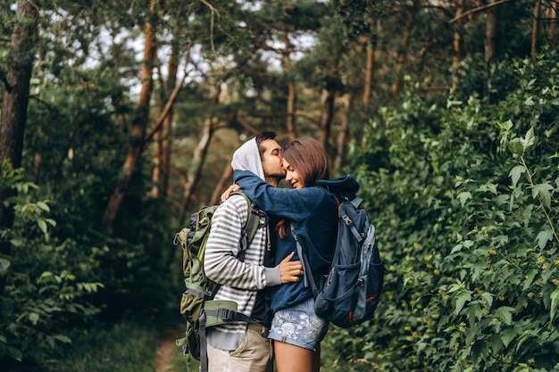 Loving and cute couple in nature