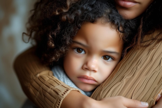 Photo loving embrace a mothers comfort for her upset child