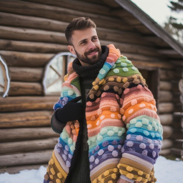 Photo loving homosexual couple is enjoying a romantic winter day
