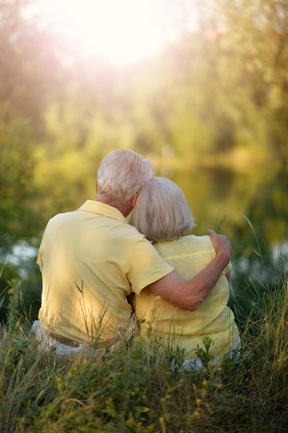 Loving senior couple posing