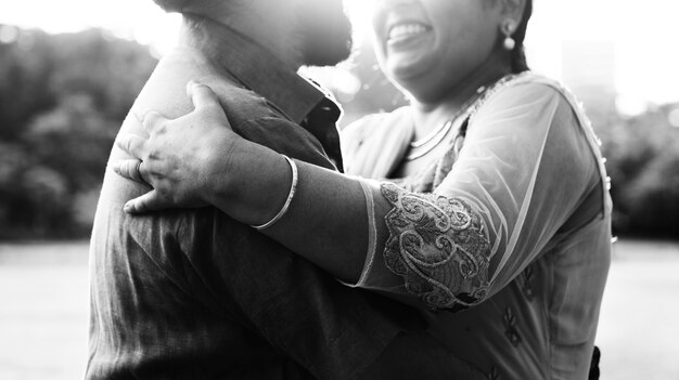 Loving senior Indian couple