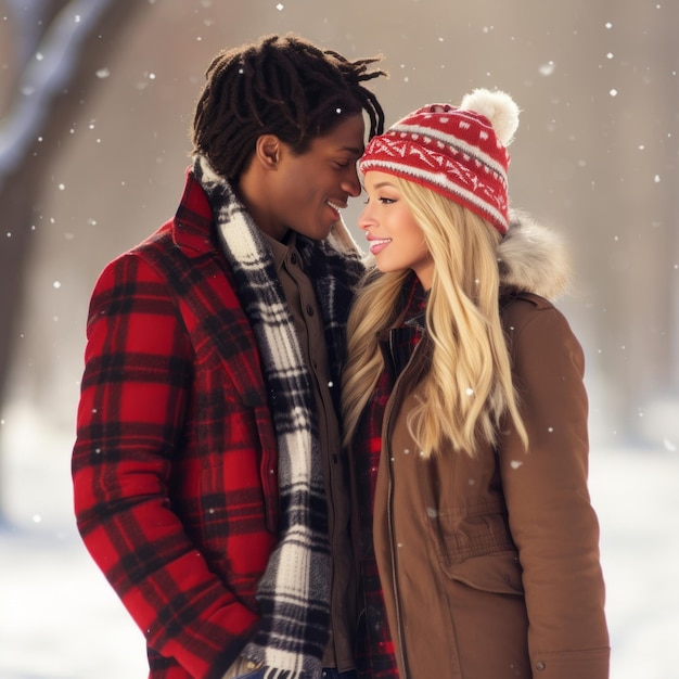 anime couple in winter clothes standing next to each other. generative ai.  28391003 Stock Photo at Vecteezy