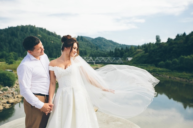 Loving wedding couple, man and woman