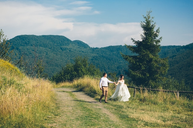 Loving wedding couple, man and woman