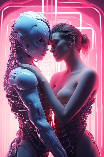 Loving you is complicated octane render surreal bright white neon futuristic scifi ultrarealistic