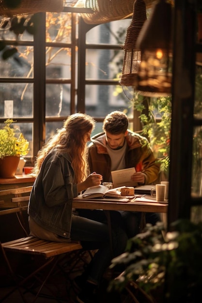 Photo loving young couple holding hands and chatting animatedly with each other while having romantic date