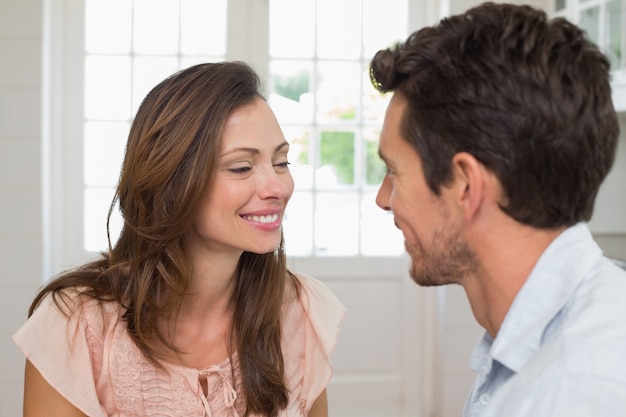 Loving young couple looking at each other