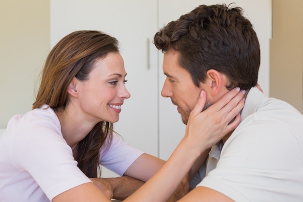 Loving young couple looking at each other