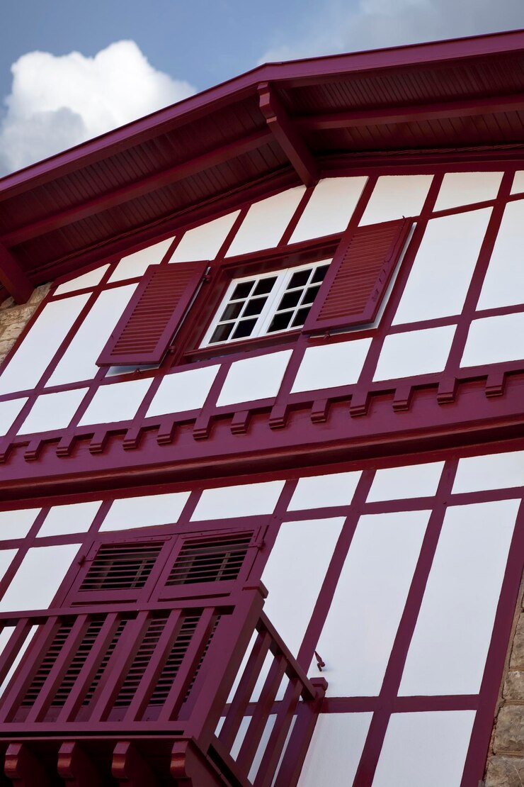 Photo low angle of a facade in espelette french village