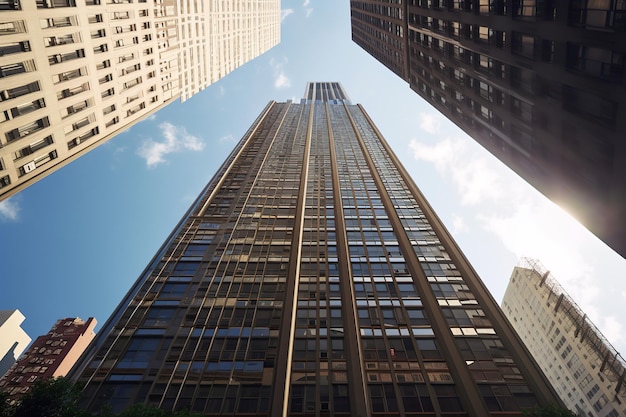 Low angle of high rise glass buildings