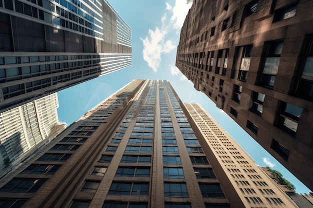 Low angle of high rise glass buildings