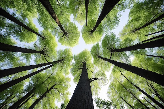 Photo low angle perspective of tree with beautiful canopy