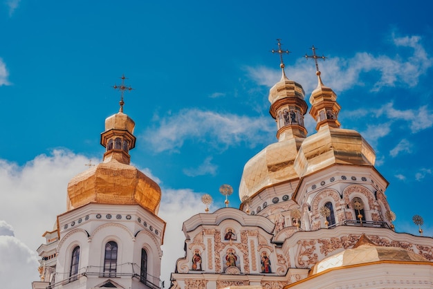 Low angle shot of Kiev Pechersk Lavra monastery on the sunny afternoon