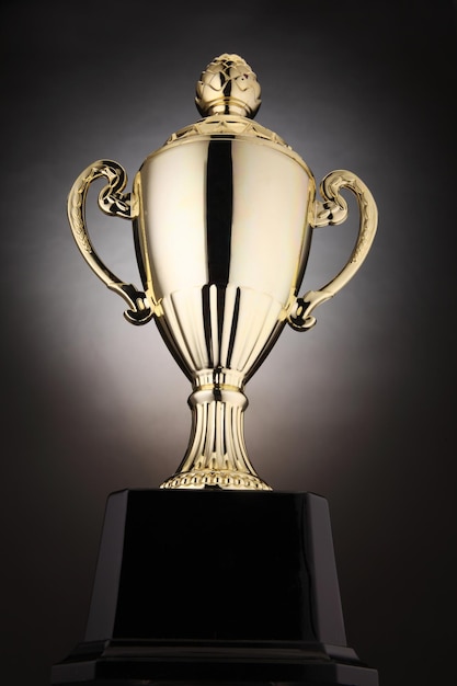 low angle of the trophy with light at the back