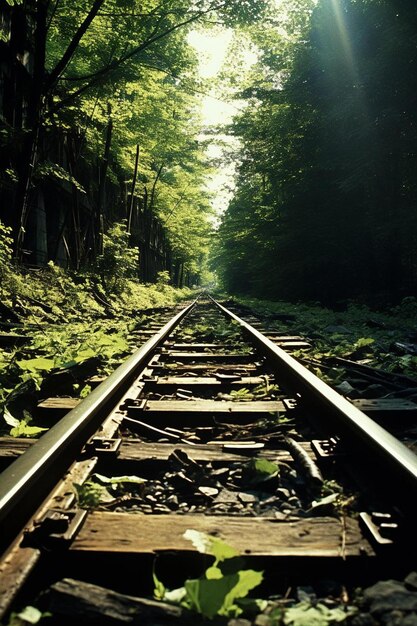 Foto vista a basso angolo di binari ferroviari abbandonati