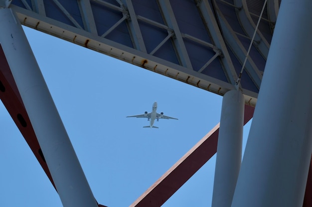 Foto vista a basso angolo dell'aereo contro il cielo