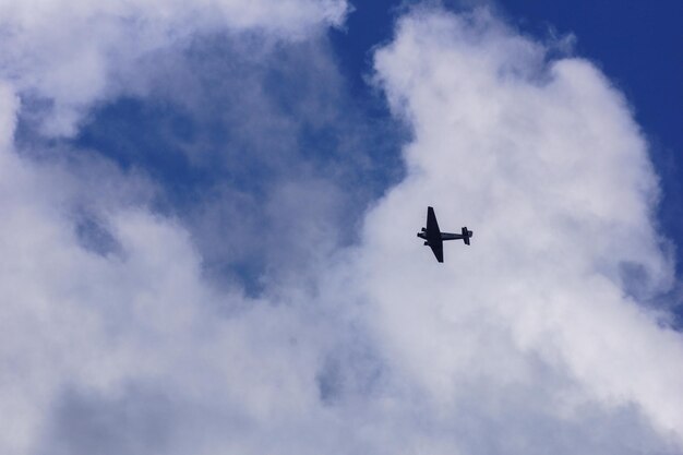 Low angle view of airplane against sky