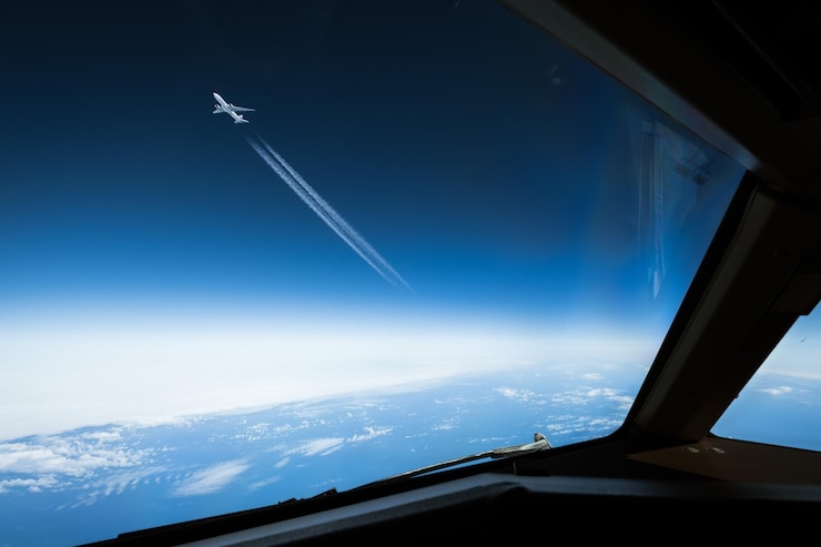 Photo low angle view of airplane flying in sky
