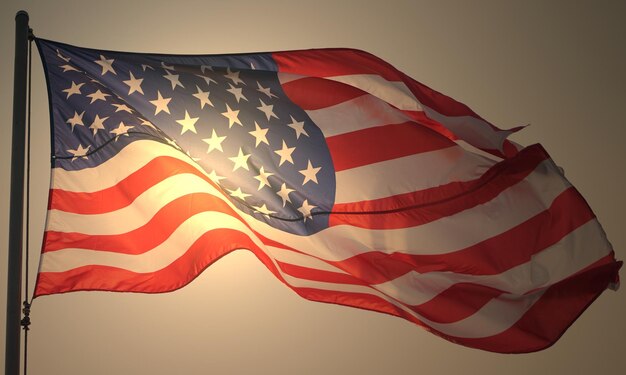 Photo low angle view of america flag flags against the sky