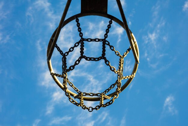 Low angle view of basketball hoop against sky