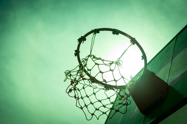 Low angle view of basketball hoop against sky