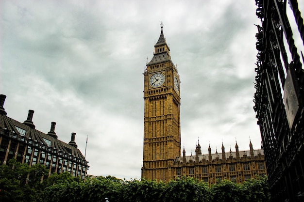 Low angle view of big ben against cloudy sky
