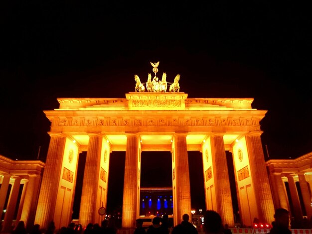 Low angle view of brandenburg gate at night