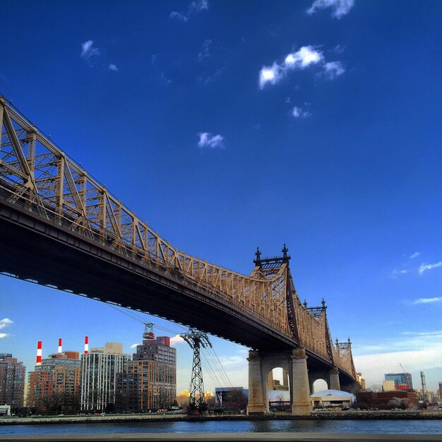 Low angle view of bridge over river against sky