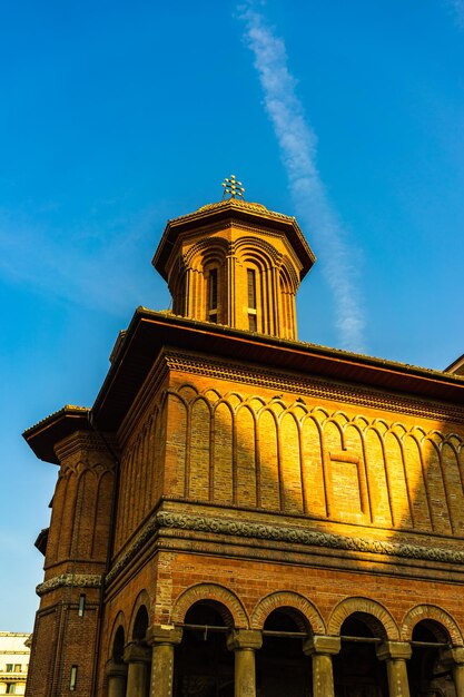 Low angle view of building against blue sky