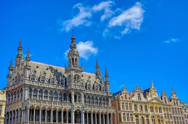 Low angle view of building against blue sky