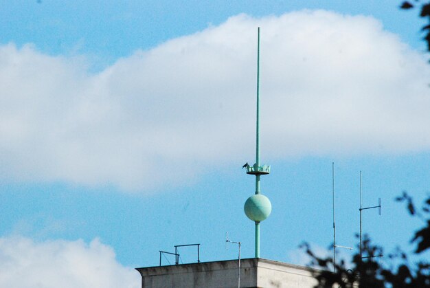 Low angle view of building against blue sky