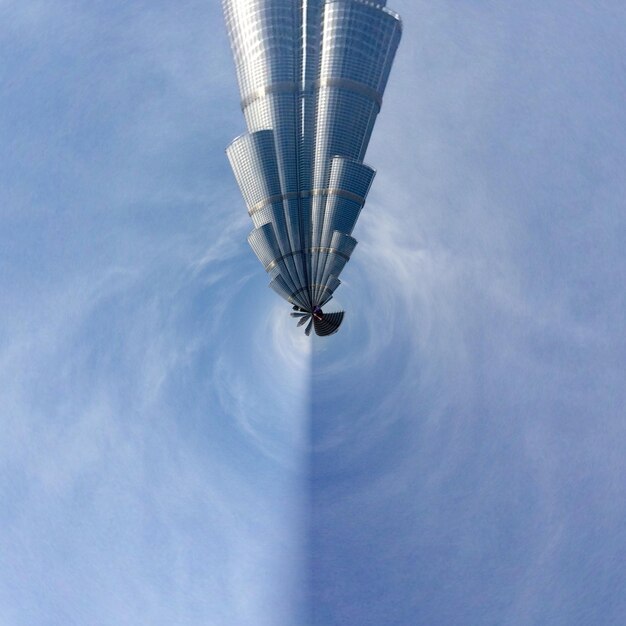 Low angle view of building against blue sky