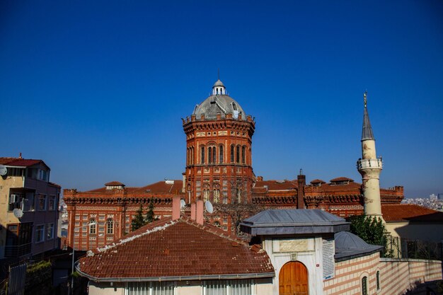 Low angle view of building against blue sky