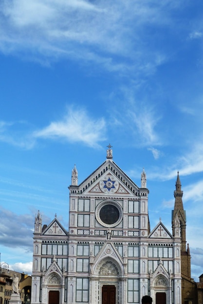 Low angle view of building against blue sky