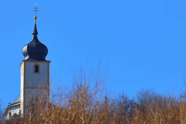 Low angle view of building against blue sky